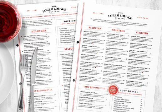 Typographic Menu Layout for Restaurant Cafe Bar
