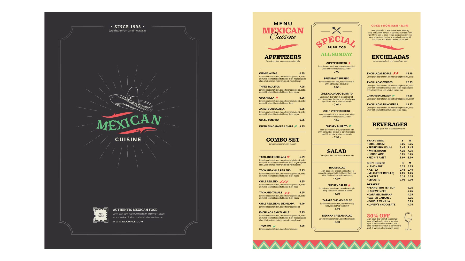 Mexican Food Menu Layout with Rustic Style