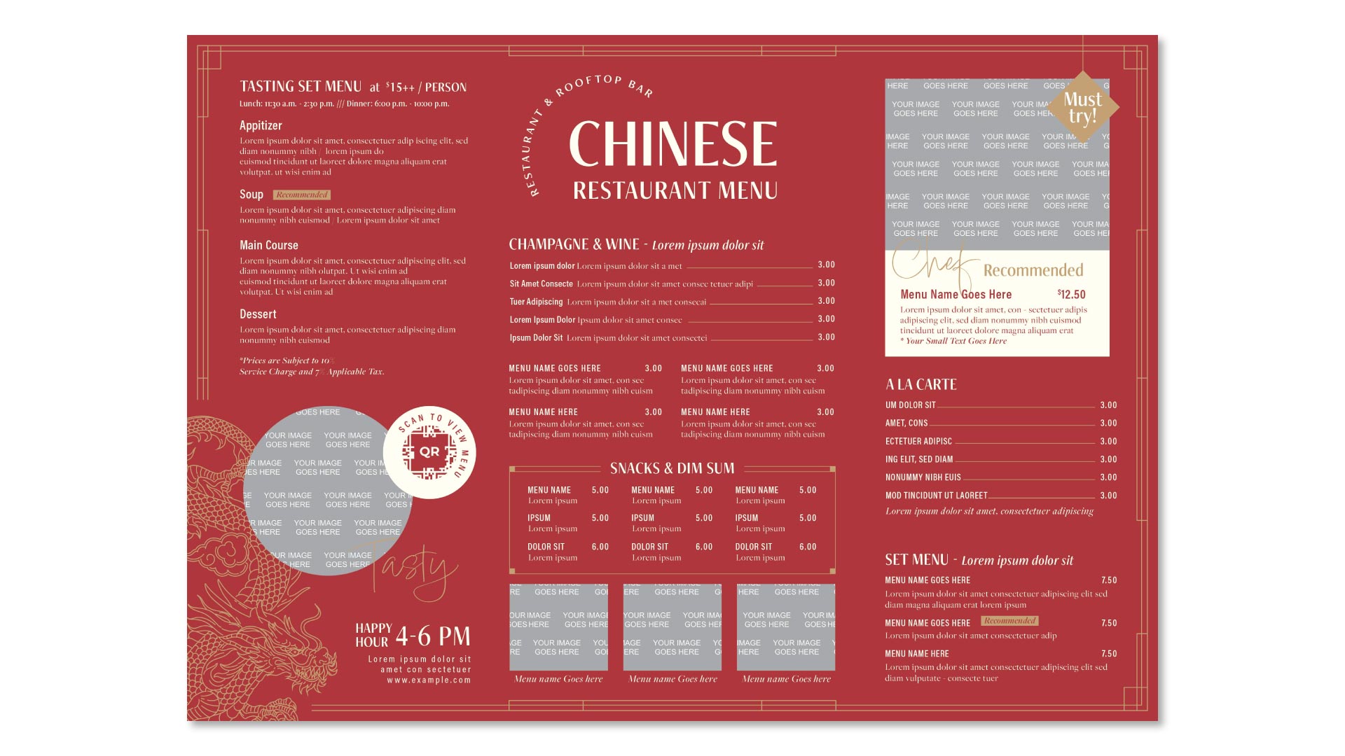 Chinese Restaurant Tablemat Menu Layout
