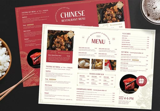 Chinese Restaurant Tablemat Menu Layout